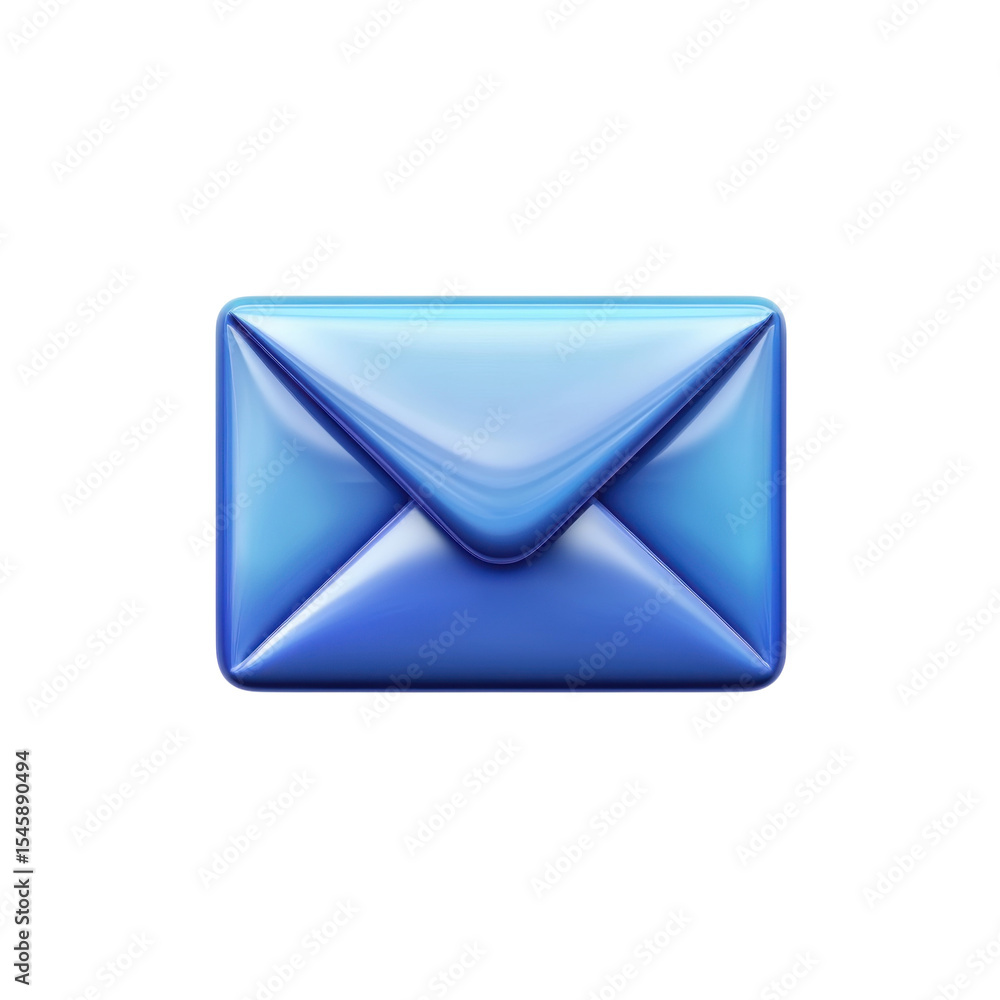 Fototapete blue e mail envelope notification icon 3d rendering isolated internet on transparent background