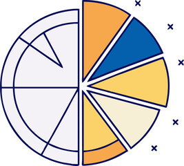 Obraz premium Pie Chart with Individual Slices – Data Visualization, Business Analytics, and Statistical Breakdown Illustration