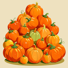 Pile of Pumpkins in Different Sizes – Autumn Harvest, Seasonal Decoration, and Fall Festival Illustration
