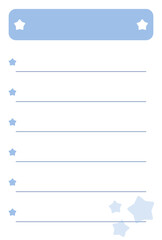 Fototapeta premium Blue Star Bullet Point List Design for Planner or Notes