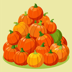 Pile of Pumpkins in Different Sizes – Autumn Harvest, Seasonal Decoration, and Fall Festival Illustration