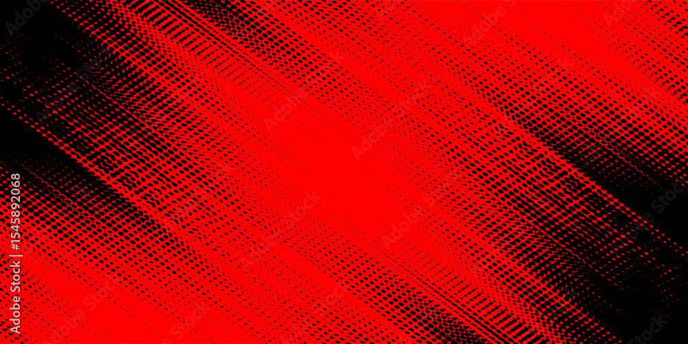 Poster red halftone on black background. vector dotted sparkles or halftone shine pattern texture pop art s