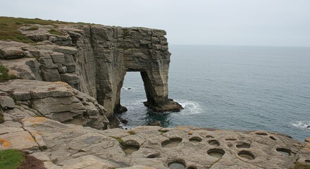 Coastal rock archway at sea
