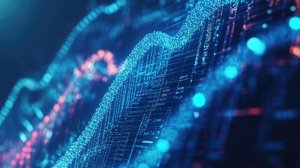 Futuristic digital scene with neon gradients and blue motion streaks representing cutting edge breakthroughs in health tech and research