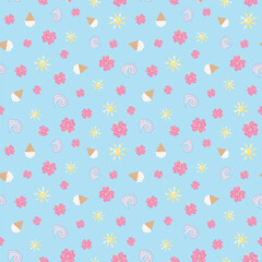 Summer ditsy small motifs seamless pattern design
