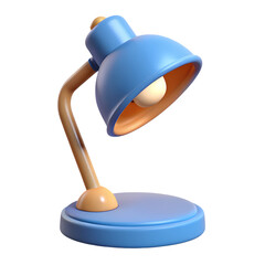 3D Render of a Cute Blue Desk Lamp with a Beige Arm, Illuminated