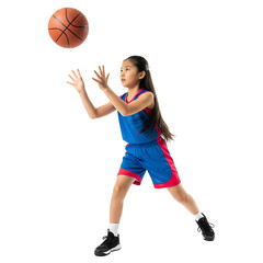 young girl playing basketball 