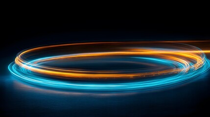 Concentric circles of vibrant light trails.
