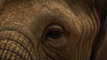 Fototapeta premium Close Up of Elephant Eye Showing Detailed Texture and Wrinkles