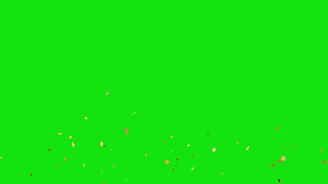 Golden Confetti Party Popper Explosions Green Screen Background