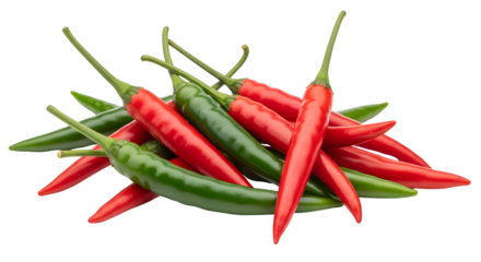 Vibrant Red and Green Chili Peppers Spicy Food Ingredient Fresh Produce Closeup