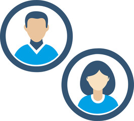 Male and Female Avatars in Circles – User Profiles, Social Media Icons, and Digital Identity Illustration
