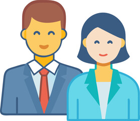 Male and Female Business Executives – Professional Teamwork, Corporate Leadership, and Office Collaboration Illustration