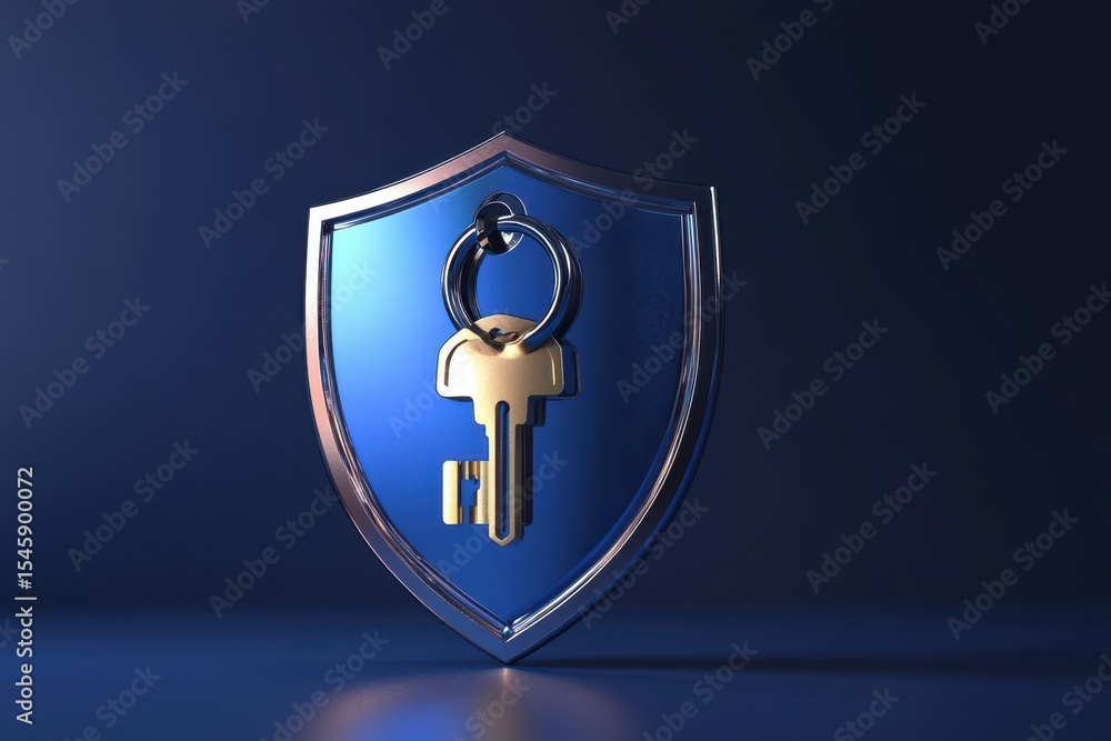 Poster secure online payments with a shield featuring a padlock and key for protection, shield with padlock