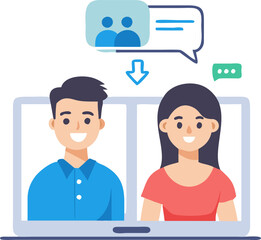 Fototapeta premium man-and-woman-video-chatting