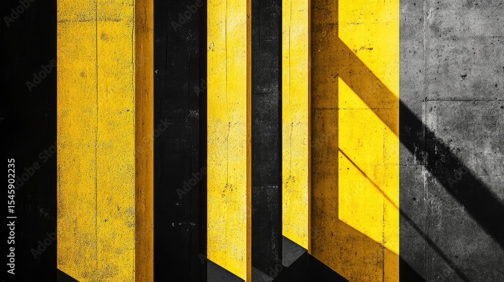 Poster modern abstract layout with vivid black and yellow contrasts built through textured forms and expres