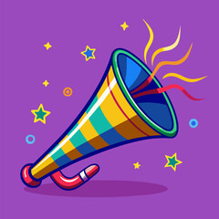 Party Horn with Sound Effects Illustration Representing Celebration, Festivity, and Joyful Noise
