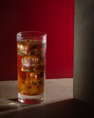 a refreshing glass of iced tea with an artistic mood
