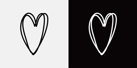 ハートの手描きイラスト　手書き・落書き風あしらい飾りアイコンセット　