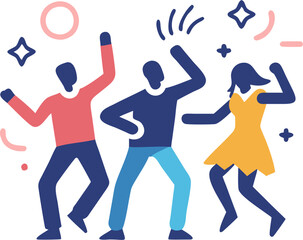 People Dancing at a Social Event Illustration Representing Celebration, Joy, and Community Gathering
