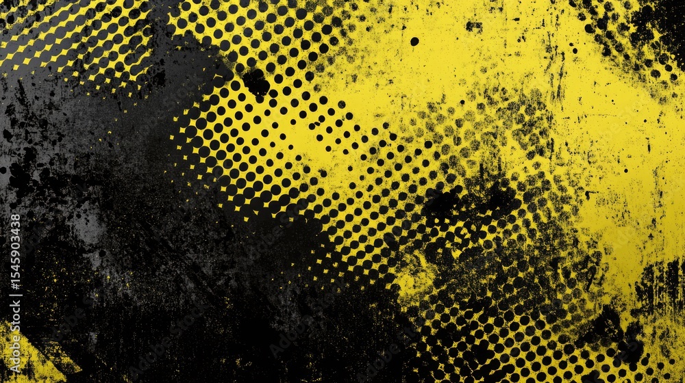 Aufkleber yellow and black halftone gradient blended with grunge texture forming a retro abstract mix with bol