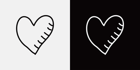 ハートの手描きイラスト　手書き・落書き風あしらい飾りアイコンセット　