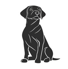 Obraz premium Stylized black silhouette of a sitting dog, evoking loyalty and companionship.
