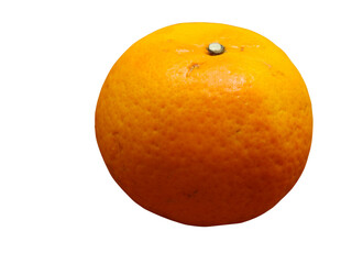 A bright, round orange fruit with a textured peel and a small stem mark at the top.