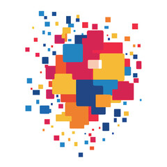 Colorful geometric shapes in vibrant hues creating an abstract design.