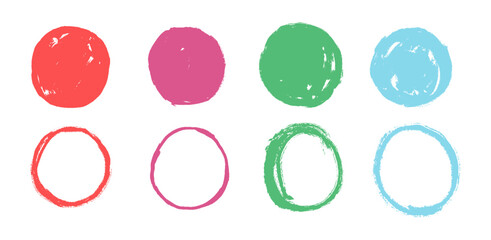 set of colorful brush circle frame, hand drawn circle brush collection, vector illustration.