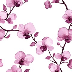 Delicate orchid blossoms in a repeating pattern.