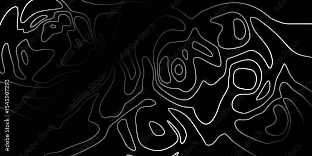 Poster black abstract line art with centered contour focus and smooth optical flow.