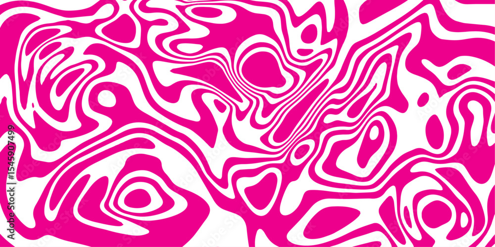 Poster pink psychedelic abstract line art background with fluid swirl texture.