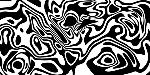 Dark Abstract Fluid Line Art with Black Optical Wave Contour Background.