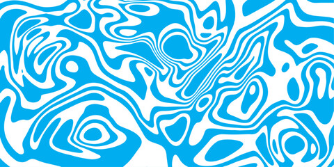Blue Abstract Line Art Pattern with Wavy Fluid Shapes and Contours.