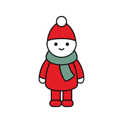 Flat Style Christmas Character with Cozy Scarf Illustration