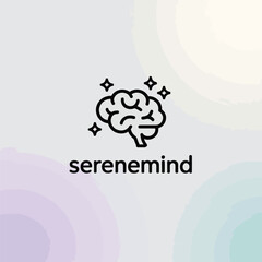 Obraz premium Serene Mind Logo Black Line Art Brain Design calm peace