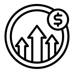 Revenue Increase Vector Line Icon Design