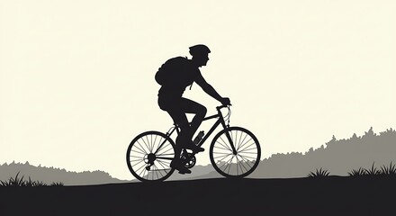 Obraz premium Cyclist Riding Bicycle Silhouette Illustration