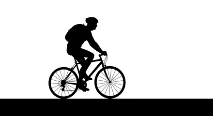 Fototapeta premium Cyclist Riding Bicycle Silhouette on White Background