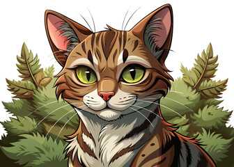 sassy cat in the forest, giving a judgmental one-eyed look vector perfect for memes, character design, or expressive animal art