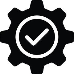 Approved process icon featuring gear symbol and checkmark representing success icon