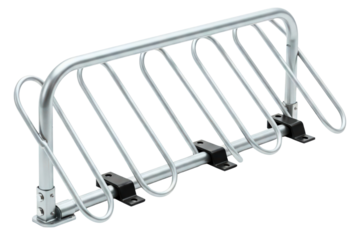 Durable metal bike rack offering secure storage solutions isolated on a transparent background