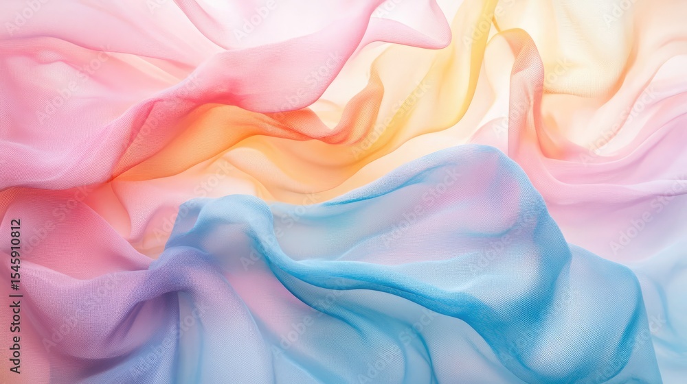 Poster soothing pastel artwork with gentle fluid strokes and soft textured blends forming a balanced and ca
