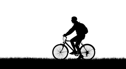 Obraz premium Bicyclist Silhouette on a Trail