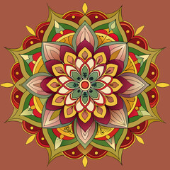 Intricate Mandala Design Featuring Symmetrical Patterns and Spiritual Geometry for Meditation, Art, and Decoration

