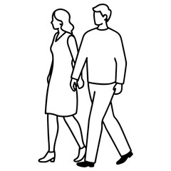 Minimalist Couple Walking in Silhouette Illustration Representing Love, Togetherness, and Romantic Simplicity in Modern Design
