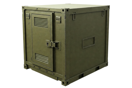 Sturdy storage container built for secure transportation needs isolated on a transparent background