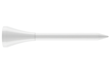 White golf tee designed for optimal ball placement during play isolated on a transparent background