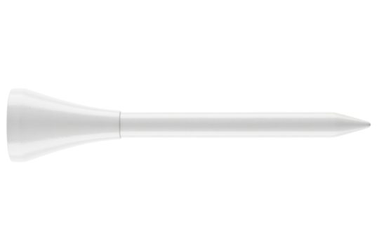 White golf tee designed for optimal ball placement during play isolated on a transparent background
